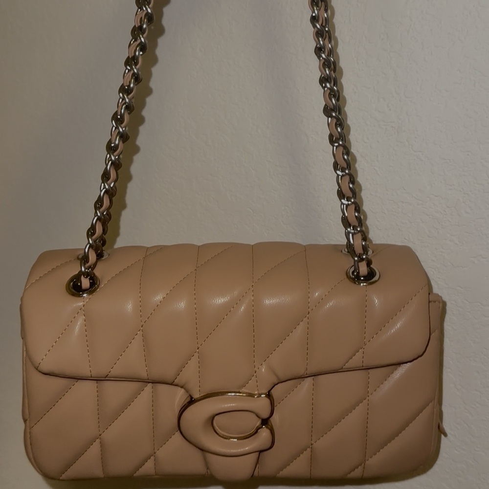 Tan Quilted Chain Shoulder Bag
